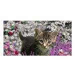 Emma In Flowers I, Little Gray Tabby Kitty Cat Satin Shawl