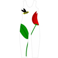 Red Tulip And Bee Onepiece Catsuit by Valentinaart