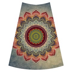 Folk Art Lotus Mandala Dirty Blue Red Maxi Skirts by EDDArt