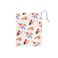 Olympics Swimming Sports Drawstring Pouches (small)  by AnjaniArt