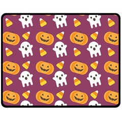 Pumpkin Ghost Canddy Helloween Double Sided Fleece Blanket (medium) 