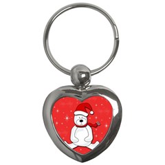 Polar Bear - Red Key Chains (heart)  by Valentinaart