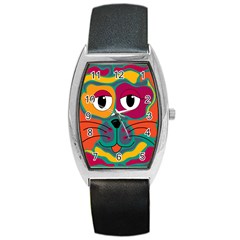 Colorful Cat 2  Barrel Style Metal Watch by Valentinaart