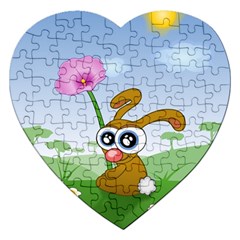 Easter Spring Flowers Happy Jigsaw Puzzle (heart) by Nexatart
