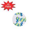 Candy Yellow Blue 1  Mini Buttons (10 pack) 