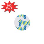 Candy Yellow Blue 1  Mini Buttons (100 pack) 