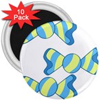 Candy Yellow Blue 3  Magnets (10 pack) 