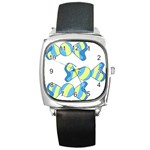 Candy Yellow Blue Square Metal Watch
