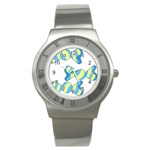 Candy Yellow Blue Stainless Steel Watch
