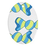 Candy Yellow Blue Oval Ornament (Two Sides)