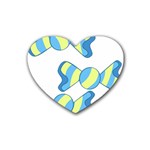 Candy Yellow Blue Rubber Coaster (Heart) 