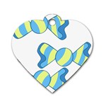 Candy Yellow Blue Dog Tag Heart (One Side)