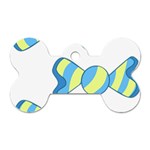 Candy Yellow Blue Dog Tag Bone (Two Sides)