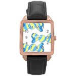 Candy Yellow Blue Rose Gold Leather Watch 