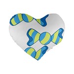 Candy Yellow Blue Standard 16  Premium Flano Heart Shape Cushions