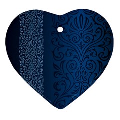 Fabric Blue Batik Heart Ornament (two Sides)