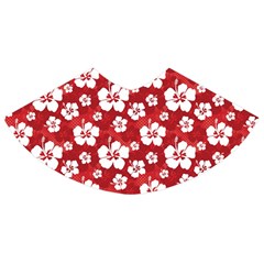 Red Pattern Hibiscus Flowers On Red Skater Skirt by CoolDesigns