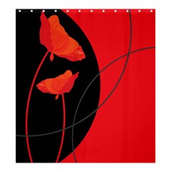 Flower Floral Red Black Sakura Line Shower Curtain 66  X 72  (large)  by Mariart