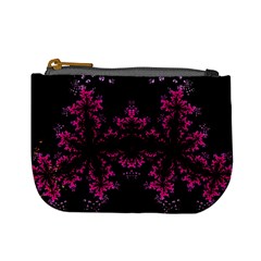 Violet Fractal On Black Background In 3d Glass Frame Mini Coin Purses by Simbadda