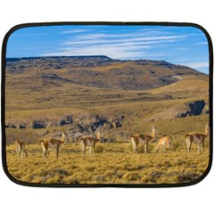 Group Of Vicunas At Patagonian Landscape, Argentina Fleece Blanket (mini) by dflcprints
