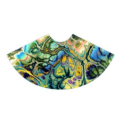 Flower Power Fractal Batik Teal Yellow Blue Salmon A-line Skater Skirt by EDDArt
