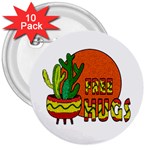 Cactus - free hugs 3  Buttons (10 pack) 