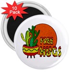 Cactus - free hugs 3  Magnets (10 pack) 