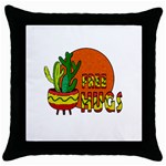 Cactus - free hugs Throw Pillow Case (Black)