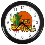 Cactus - free hugs Wall Clocks (Black)