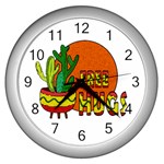 Cactus - free hugs Wall Clocks (Silver) 