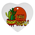Cactus - free hugs Heart Ornament (Two Sides)