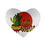 Cactus - free hugs Standard 16  Premium Heart Shape Cushions