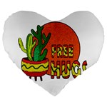 Cactus - free hugs Large 19  Premium Heart Shape Cushions