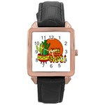 Cactus - free hugs Rose Gold Leather Watch 