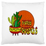 Cactus - free hugs Large Flano Cushion Case (Two Sides)