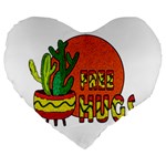 Cactus - free hugs Large 19  Premium Flano Heart Shape Cushions