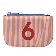Number 6 Line Vertical Red Pink Wave Chevron Large Coin Purse by Mariart