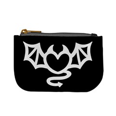 Winged Devil Heart - Black And White Coin Change Purse by Ellador