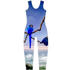 Wonderful Blue  Parrot Looking To The Ocean Onepiece Catsuit by FantasyWorld7