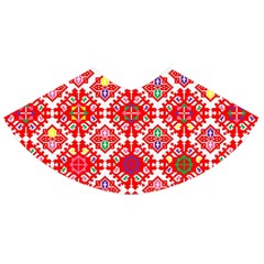 Plaid Red Star Flower Floral Fabric Skater Skirt by Mariart