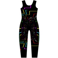 Seamless 3d Animation Digital Futuristic Tunnel Path Color Changing Geometric Electrical Line Zoomin Long Sleeve Catsuit by Mariart