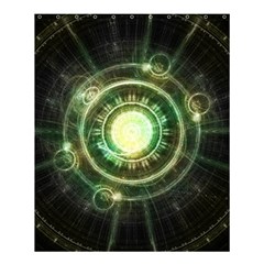 Green Chaos Clock, Steampunk Alchemy Fractal Mandala Shower Curtain 60  X 72  (medium)  by jayaprime