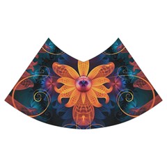 Beautiful Fiery Orange & Blue Fractal Orchid Flower Velvet Flared Midi Skirt by jayaprime