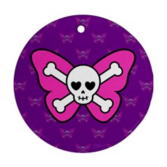Cute Butterfly Skull Round Ornament by Ellador