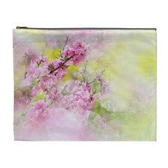 Flowers Pink Art Abstract Nature Cosmetic Bag (xl) by Celenk