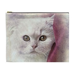 Cat Pet Cute Art Abstract Vintage Cosmetic Bag (xl)