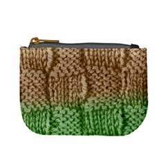 Knitted Wool Square Beige Green Mini Coin Purses by snowwhitegirl