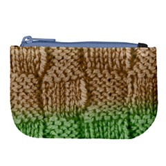 Knitted Wool Square Beige Green Large Coin Purse by snowwhitegirl