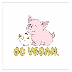 Go Vegan - Cute Pig And Chicken Large Satin Scarf (square) by Valentinaart