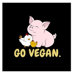 Go Vegan - Cute Pig And Chicken Large Satin Scarf (square) by Valentinaart